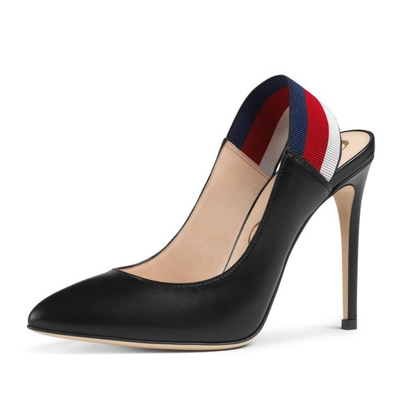 Gucci Sylvie Leather Slingback Pumps in Black NEW IN BOX WITH SHOE BAG - Picture 2 of 8
